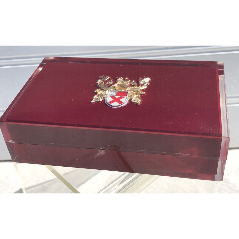 Vtg Crown Lady Elgin Watch Lucite Presentation Case Only Box Burgundy Jewelry